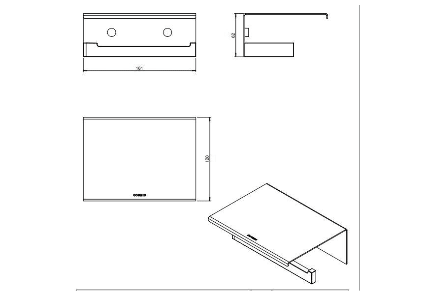 Porte-rouleau de toilette Bath Life de Cosmic croquis 9