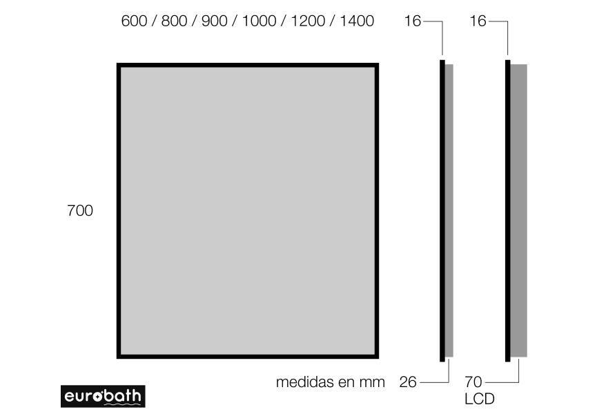Miroir de salle de bains LED Barbados Eurobath croquis 7