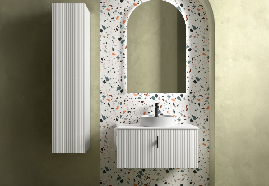 Meuble de salle de bains avec plan de toilette en bois Biba Salgar principal 1