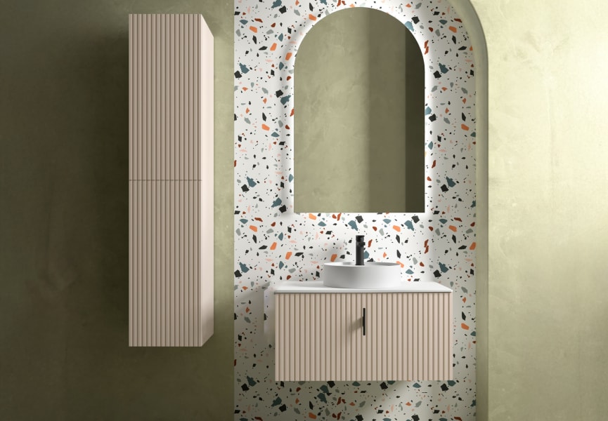 Meuble de salle de bains avec plan de toilette en bois Biba Salgar principal 2