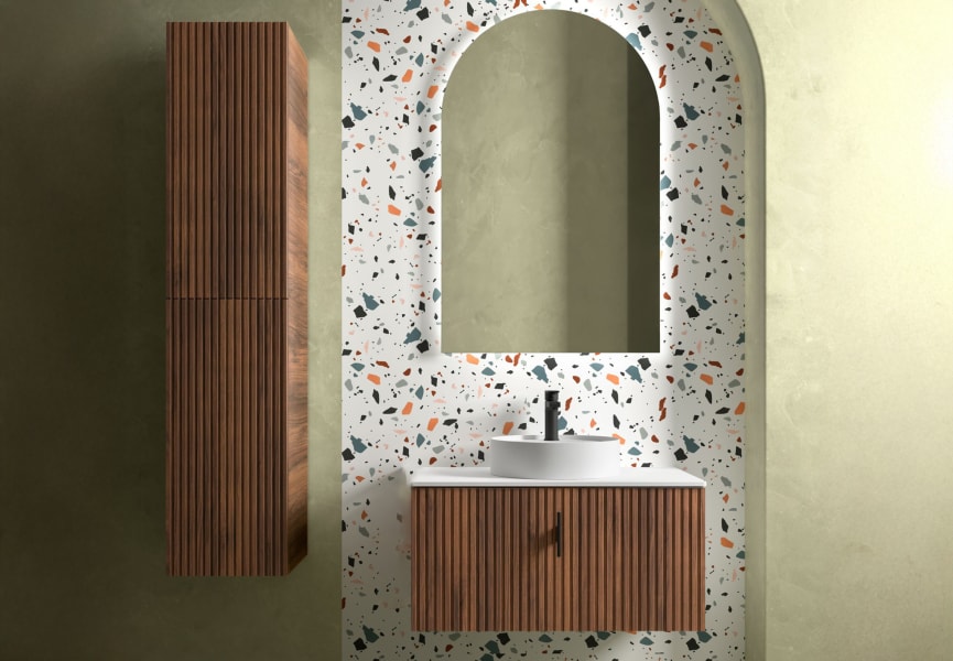 Meuble de salle de bains avec plan de toilette en bois Biba Salgar principal 0