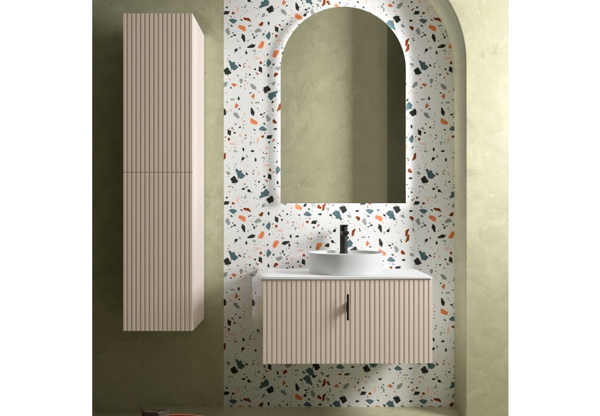 Meuble de salle de bains avec plan de toilette en bois Biba Salgar principal 2