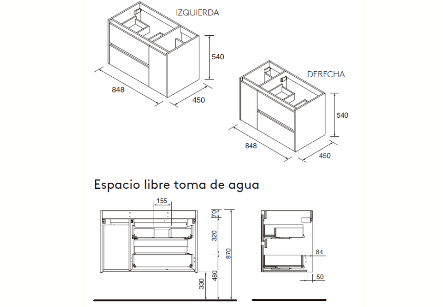 Ensemble de meubles de salle de bains Noja Salgar croquis 10