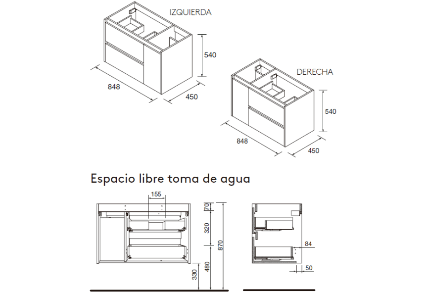 Ensemble de meubles de salle de bains Noja Salgar croquis 10