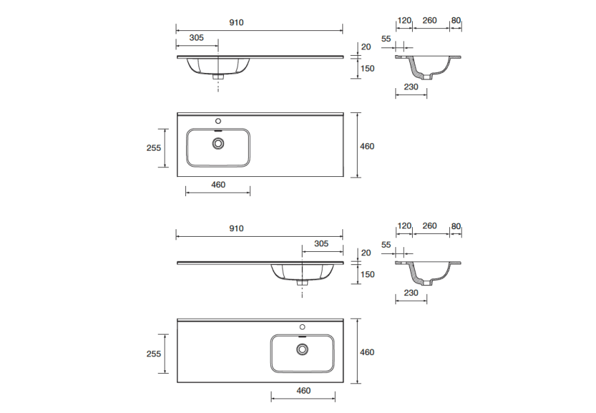 Ensemble de meubles de salle de bains Noja Salgar croquis 12