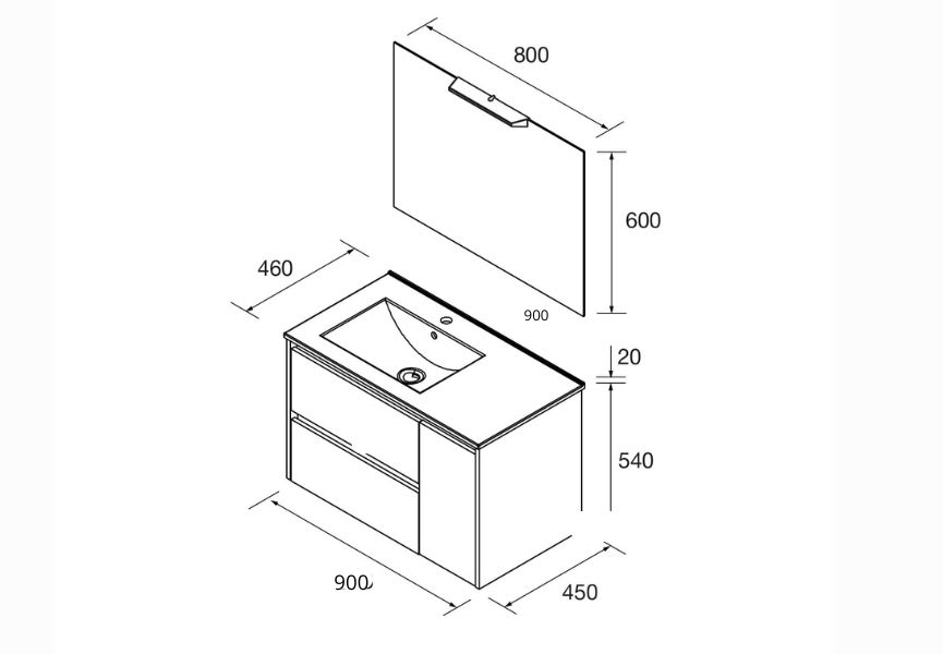 Ensemble de meubles de salle de bains Noja Salgar croquis 13