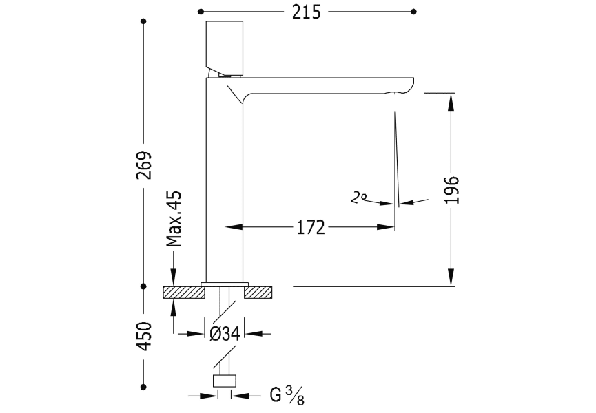 Robinet de lavabo Loft Tres croquis 1