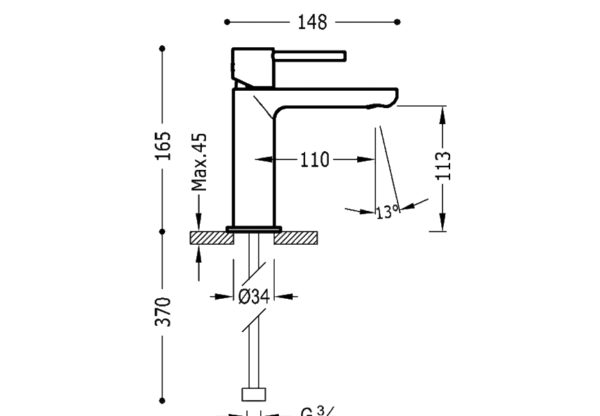 Robinet de lavabo Max Tres croquis 2