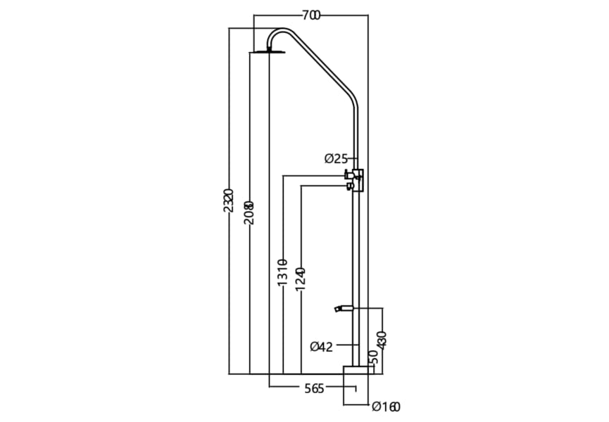Robinet de douche extérieur Imex Dakota croquis 8