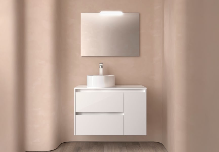 Meubles de salle de bains avec plan de toilette en bois Noja Salgar principal 7