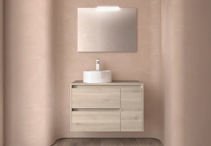Meubles de salle de bains avec plan de toilette en bois Noja Salgar principal 6