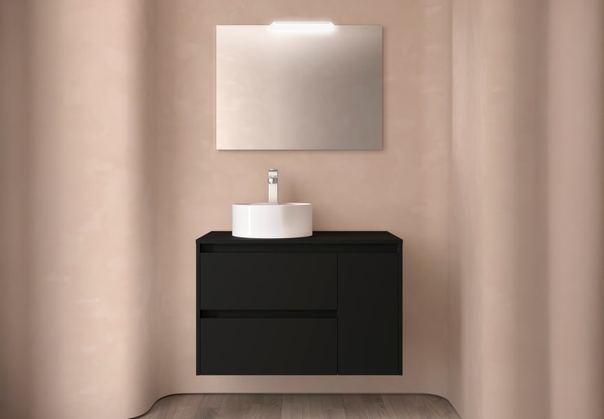 Meubles de salle de bains avec plan de toilette en bois Noja Salgar principal 1