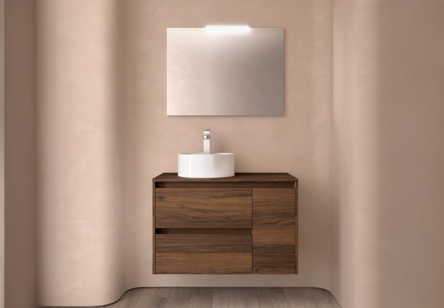 Meubles de salle de bains avec plan de toilette en bois Noja Salgar principal 4