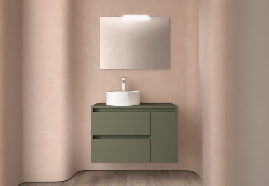 Meubles de salle de bains avec plan de toilette en bois Noja Salgar principal 3