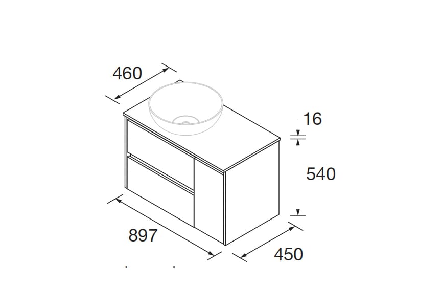 Meubles de salle de bains avec plan de toilette en bois Noja Salgar croquis 13