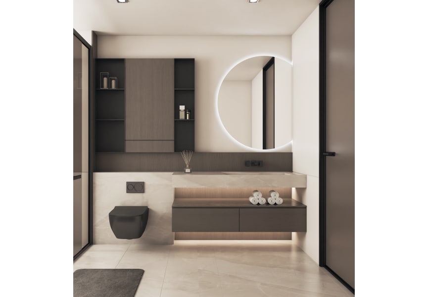 Miroir demi-lune avec éclairage LED Zoni Bruntec principal 1