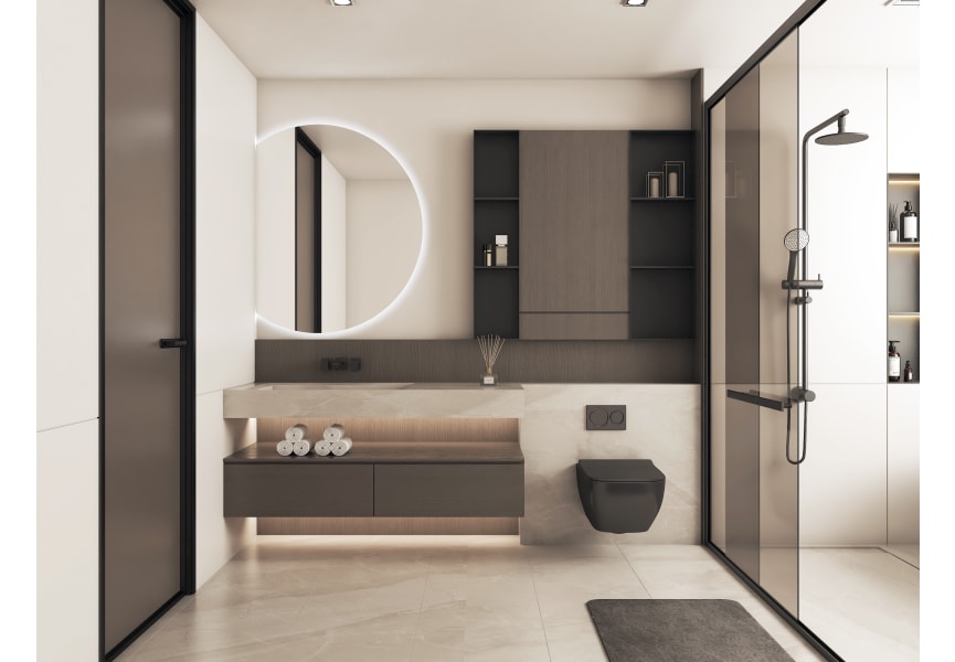 Miroir demi-lune avec éclairage LED Zoni Bruntec principal 2