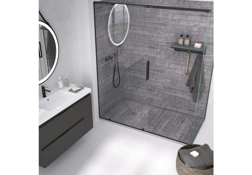 Receveurs de douche décorés en résine Design 3D Cemento Bruntec environnement 1