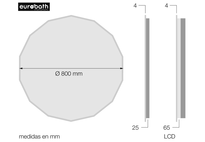 Nassau Eurobath Miroir de salle de bains avec éclairage LED croquis 2