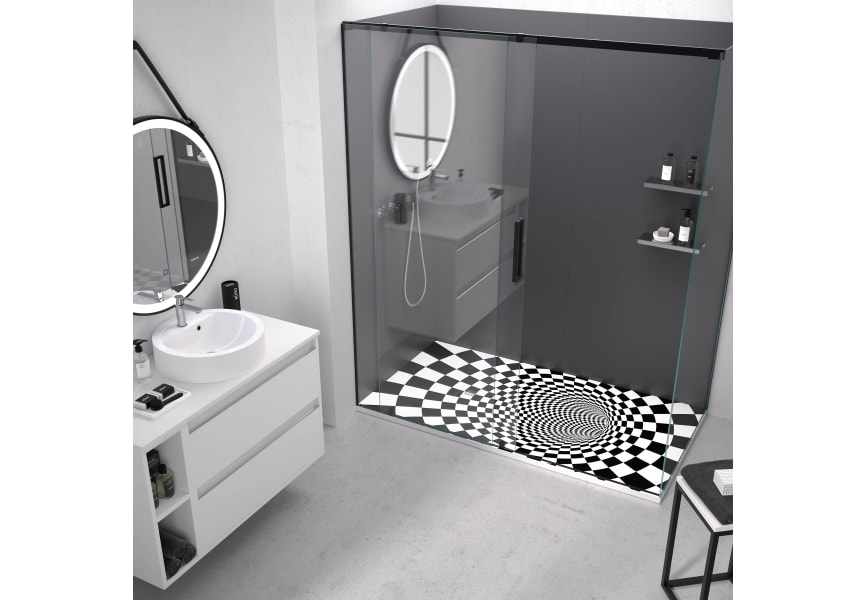 Receveurs de douche en résine décorée Design 3D Géométrique Bruntec environnement 3
