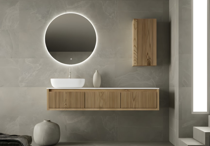 Meuble de salle de bain en bois massif avec plan de toilette Alpes 20 Bruntec principal 0