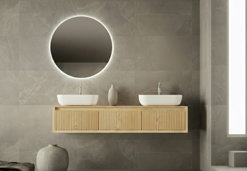 Meuble de salle de bain en bois massif avec plan de toilette Alpes 20 Bruntec détail 4