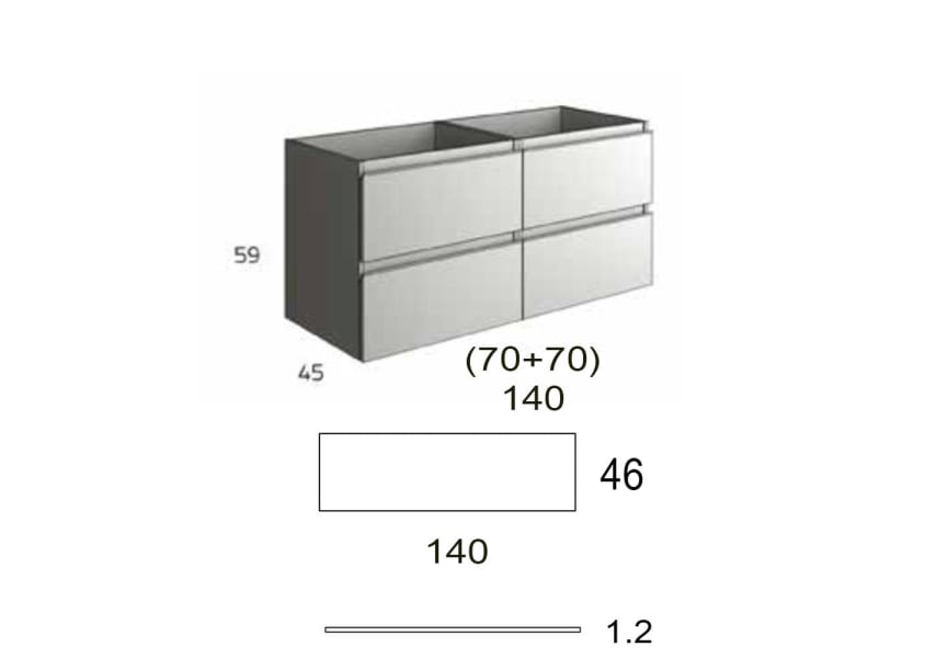 Meuble de salle de bains avec plan de toilette en bois Roma Bruntec croquis 8