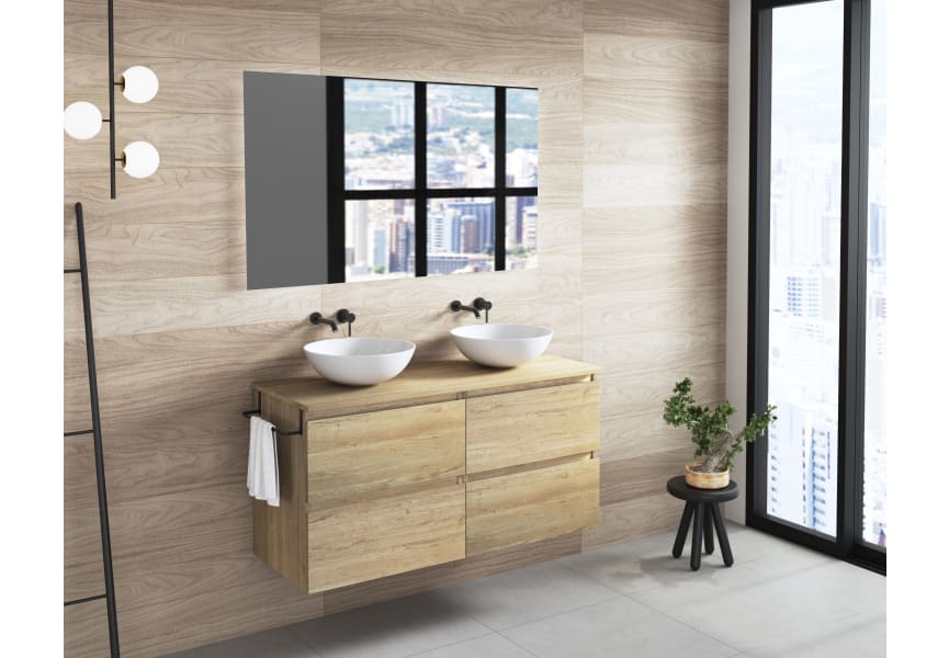 Meuble de salle de bains avec plan de toilette en bois Roma Bruntec principal 3