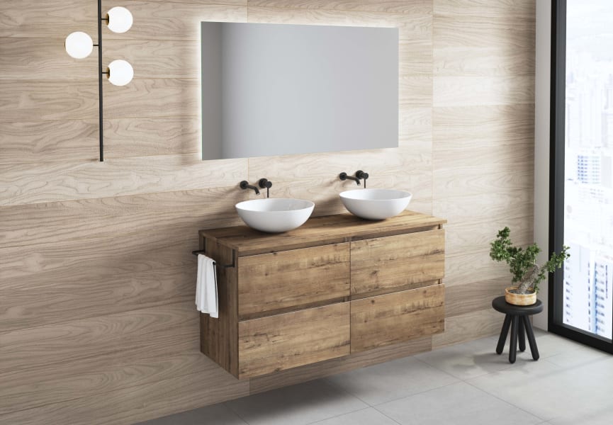 Meuble de salle de bains avec plan de toilette en bois Roma Bruntec principal 5