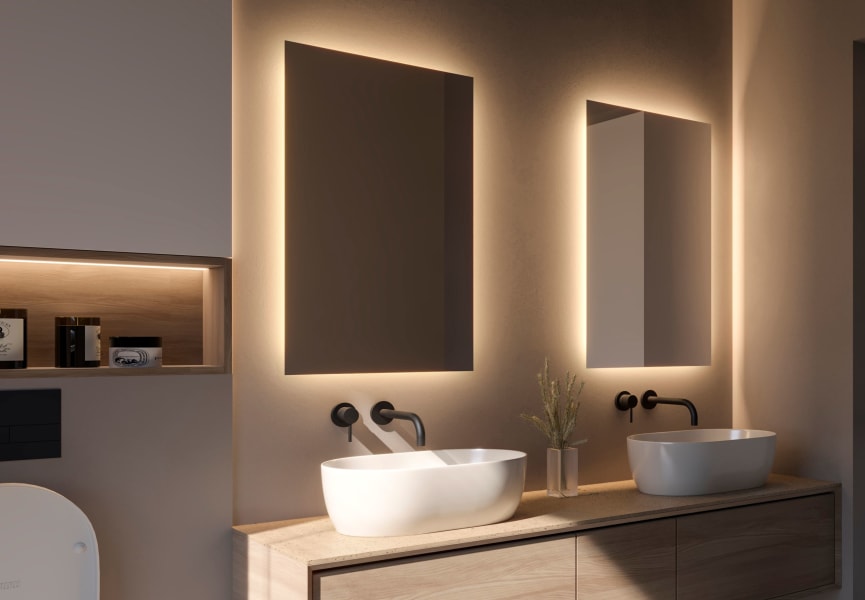 Miroir de salle de bains avec éclairage LED Dune Bruntec environnement 7
