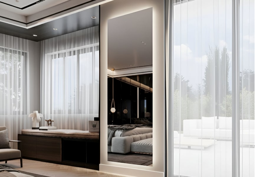 Miroir de salle de bains avec éclairage LED Dune Bruntec environnement 7