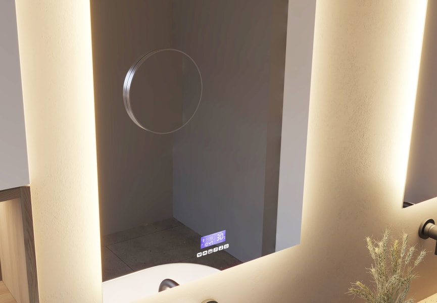 Miroir de salle de bains avec éclairage LED Dune Bruntec détail 3