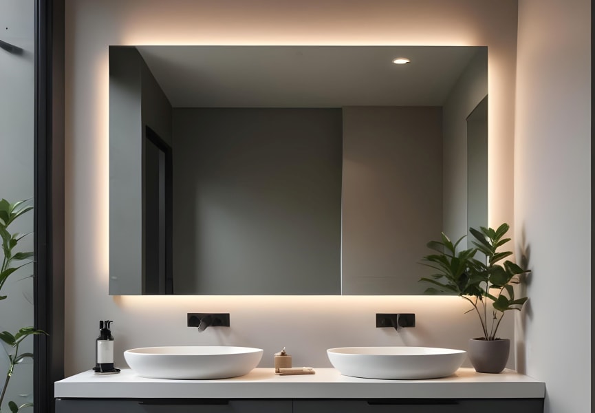 Miroir de salle de bains avec éclairage LED Dune Bruntec principal 0