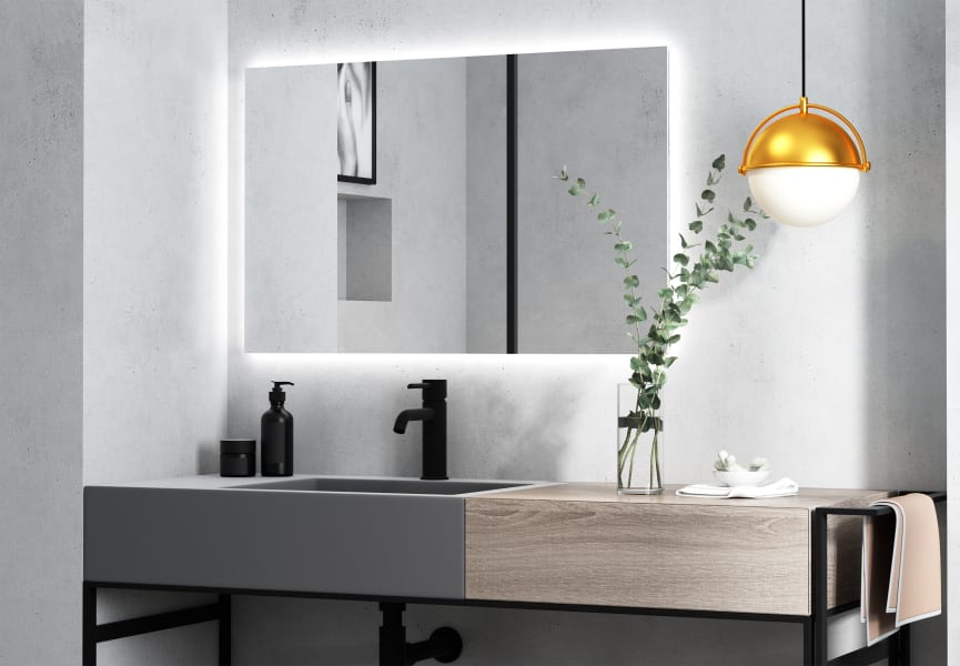 Miroir de salle de bains avec éclairage LED Dune Bruntec environnement 4