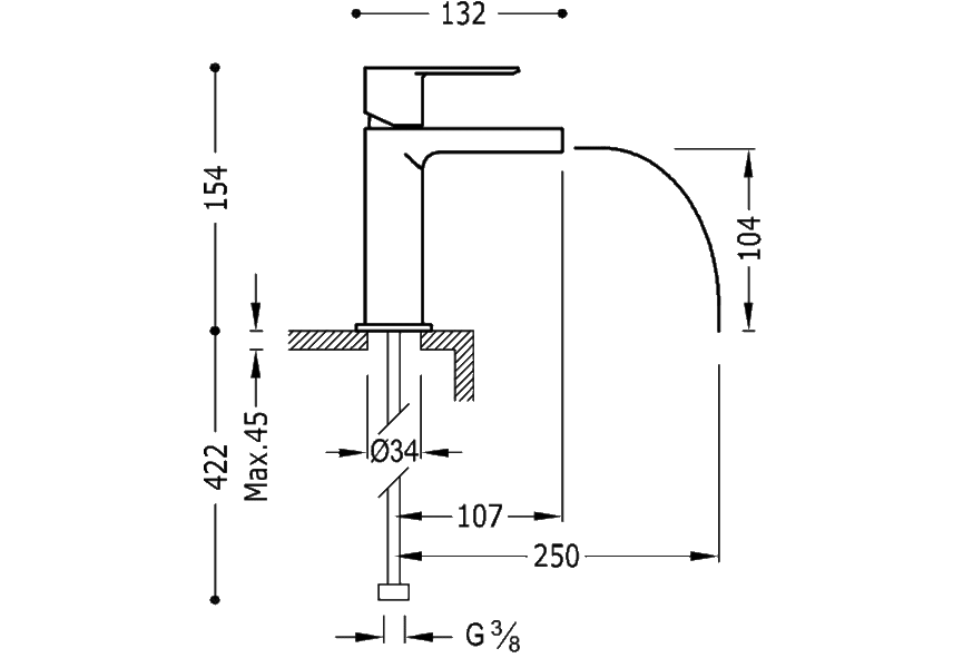 Robinet de lavabo Loft Tres croquis 1