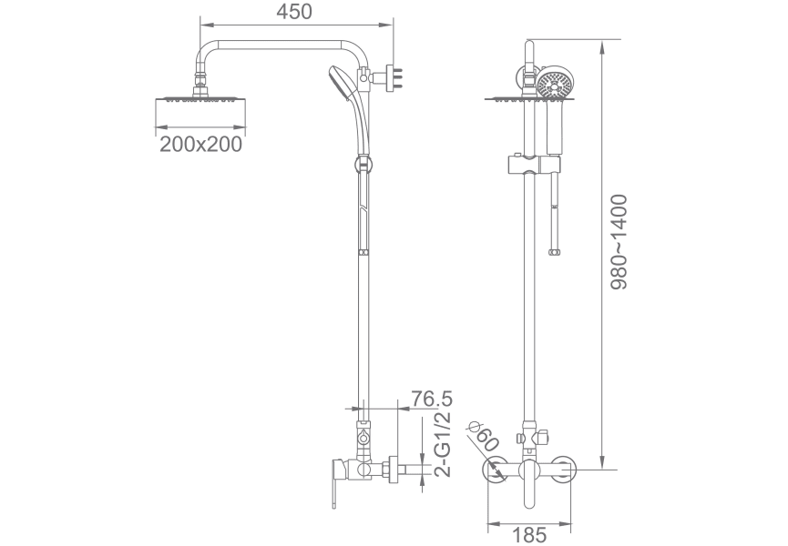 Set de douche Bali Imex croquis 5