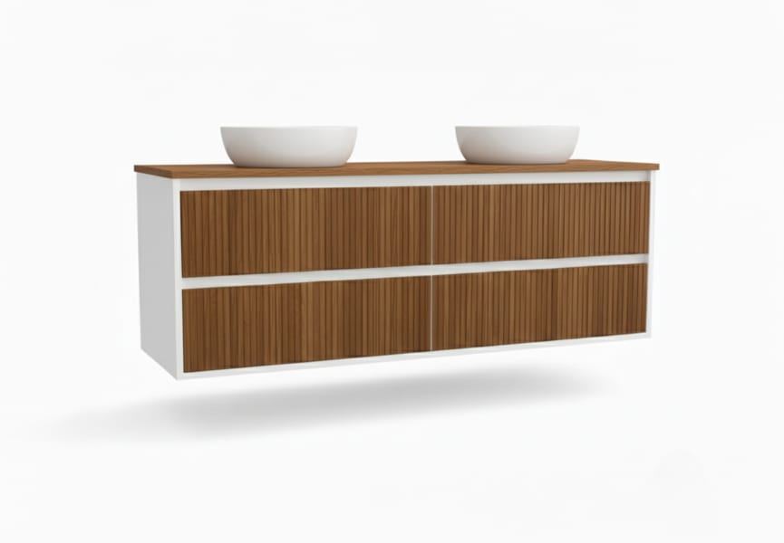 Meuble de salle de bain en bois massif avec plan de toilette Alpes 18 Bruntec principal 3