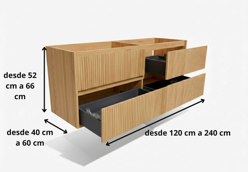 Meuble de salle de bain en bois massif avec plan de toilette Alpes 18 Bruntec croquis 19