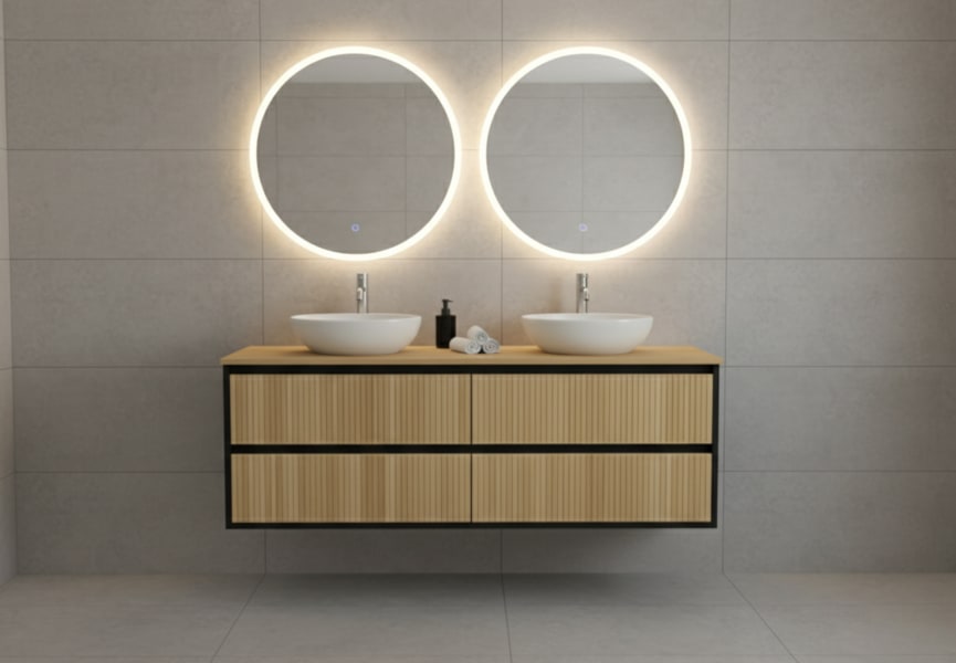 Meuble de salle de bain en bois massif avec plan de toilette Alpes 18 Bruntec principal 4