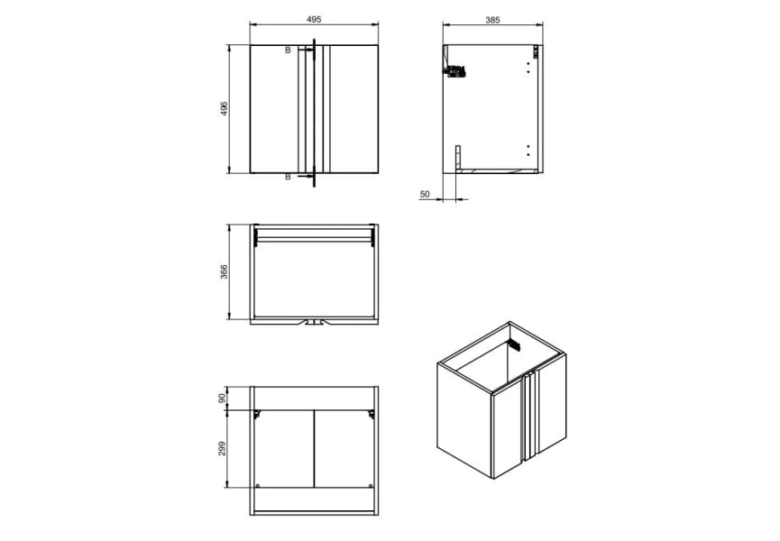 Ensemble meuble de salle de bains Lagos Visobath  à profondeur réduite 40 cm croquis 3