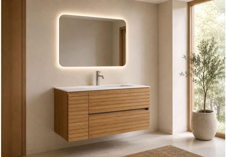 Meuble de salle de bains Alpes 21 Bruntec avec lavabo « Solid Surface » principal 1