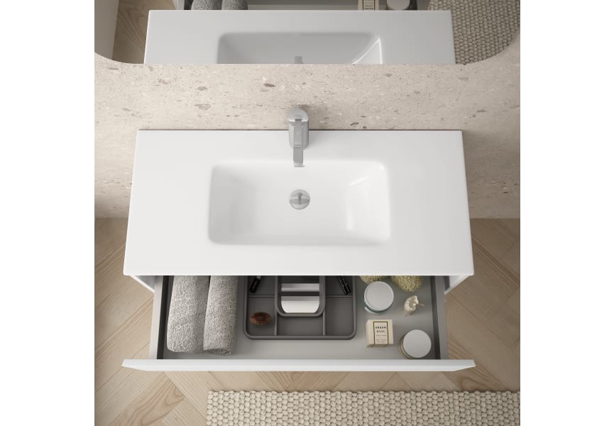 Meuble de salle de bains à profondeur réduite 37,8 cm MDF laqué Vilma Bruntec détail 5