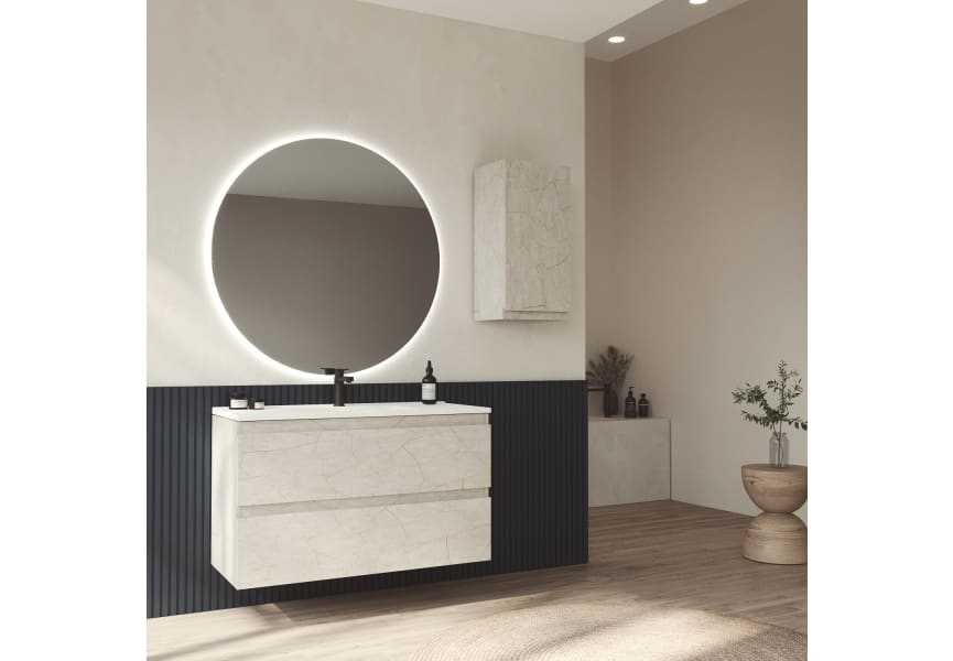 Meuble de salle de bains à profondeur réduite 37,8 cm MDF laqué Vilma Bruntec principal 2