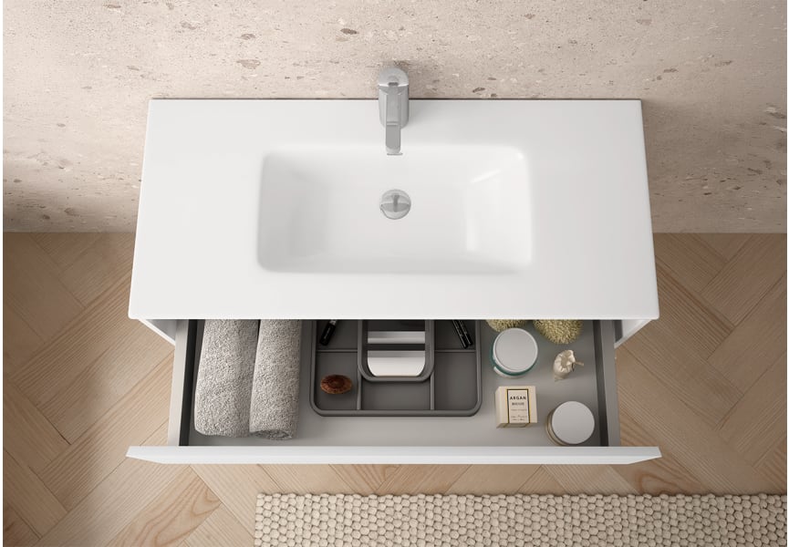 Meuble de salle de bains à profondeur réduite 37,8 cm MDF laqué Vilma Bruntec détail 5