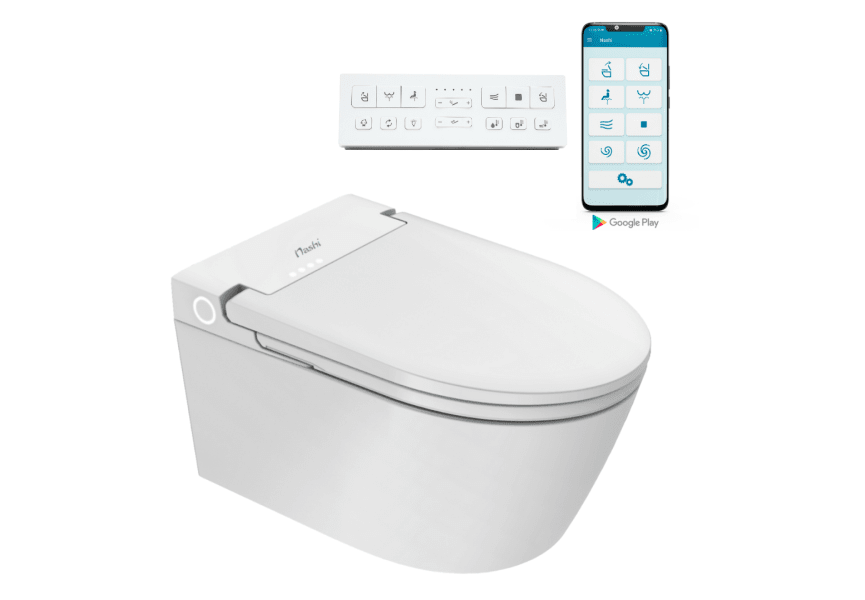 Pack WC japandi intelligent suspendu + réservoir de chasse + plaque de poussée Eos Pro Nashi principal 1