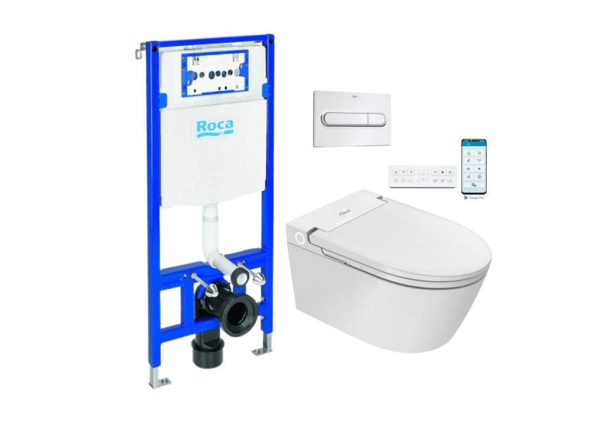 Pack WC japandi intelligent suspendu + réservoir de chasse + plaque de poussée Eos Pro Nashi principal 0