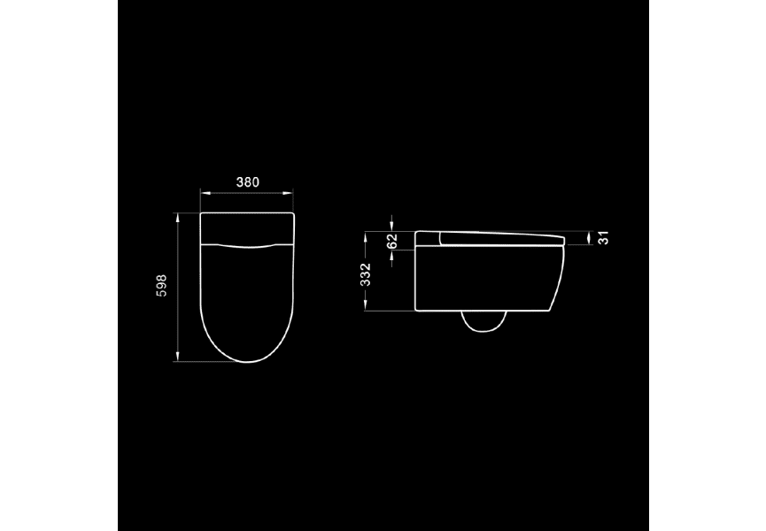 Pack WC japandi intelligent suspendu + réservoir de chasse + plaque de poussée Eos Pro Nashi croquis 10