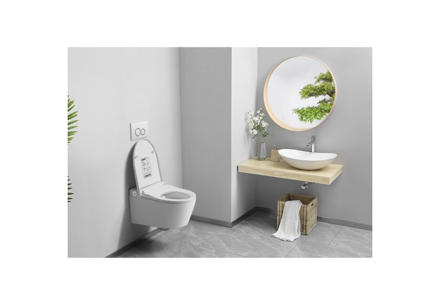 Pack WC japandi intelligent suspendu + réservoir de chasse + plaque de poussée Eos Pro Nashi environnement 8