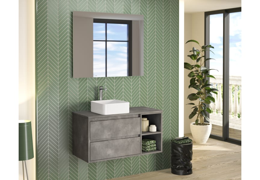Meuble de salle de bains avec plan de toilette en bois Atlanta Bruntec environnement 6