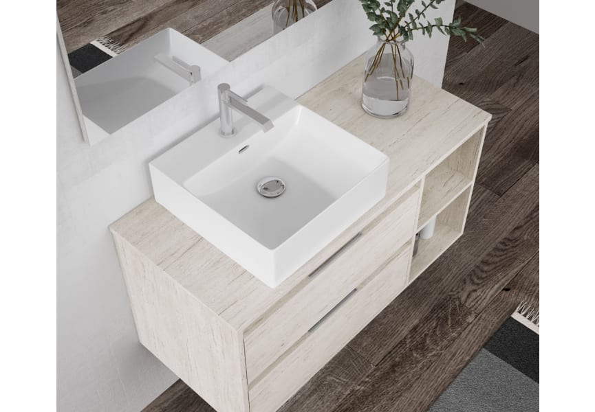 Meuble de salle de bains avec plan de toilette en bois Atlanta Bruntec détail 4